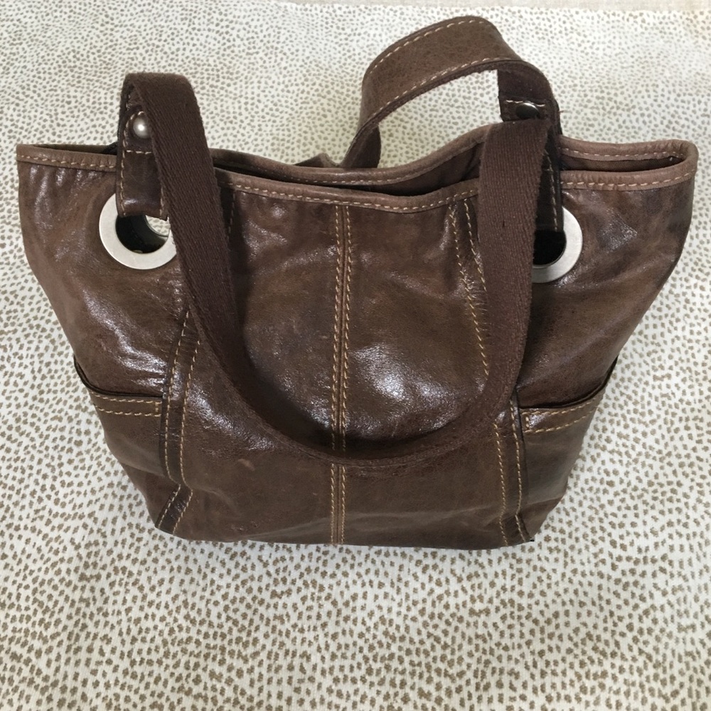 Brown FOSSIL purse, med size, double strap